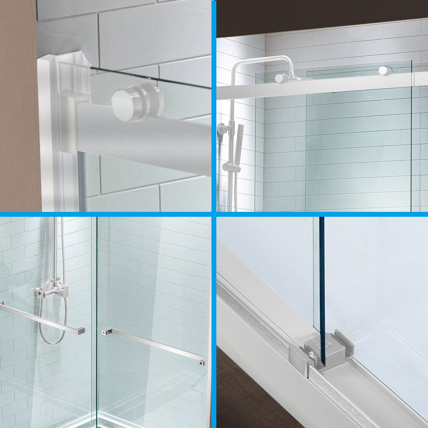 Woodbridge 2 Way Opening and Double Sliding (48"W x 76"H x 5/16") Frameless Tempered Glass Shower Door