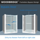 Woodbridge 2 Way Opening and Double Sliding (48"W x 76"H x 5/16") Frameless Tempered Glass Shower Door