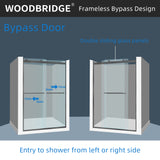 Woodbridge 2 Way Opening and Double Sliding (48"W x 76"H x 5/16") Frameless Tempered Glass Shower Door - Matte Black Finish