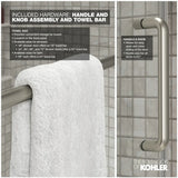 Kohler Elate® Sliding Bath door (56.3" - 59.6" W x 56.8" H) with heavy 5/16" (8mm) thick Crystal Clear glass with Privacy Band