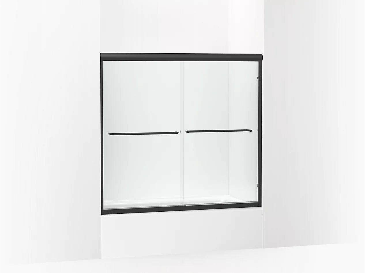 Sterling FINESSE™ Frameless sliding bath door (54.6" - 59.6" W x 55.2" H) in Matte black