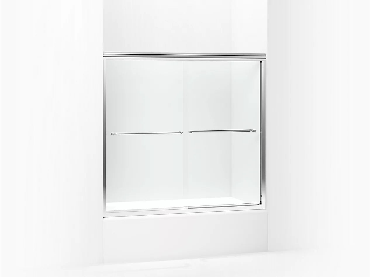 Sterling FINESSE™ Frameless sliding bath door (54.6" - 59.6" W x 55.2" H) in Silver