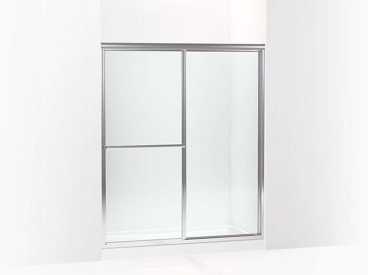 Sterling DELUXE Framed sliding shower door (54.4"-59.4" W x 70" H) with 1/8" thick Clear glass in Silver