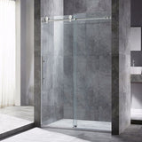 Woodbridge Frameless (44-48"W × 76"H) Clear Tempered Glass Shower Door - Brushed Nickel Finish