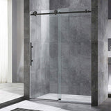 Woodbridge Frameless (60"W × 62"H) Clear Tempered Glass Shower Door - Matte Black Finish