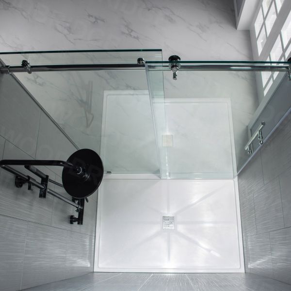 Woodbridge Frameless (44-48"W × 76"H) Clear Tempered Glass Shower Door