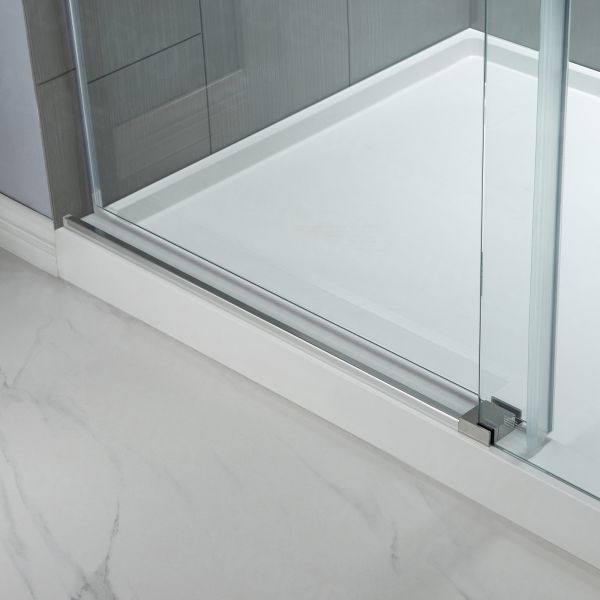 Woodbridge Frameless (60"W × 76"H) Clear Tempered Glass Shower Door with Soft Close System - Chrome Finish