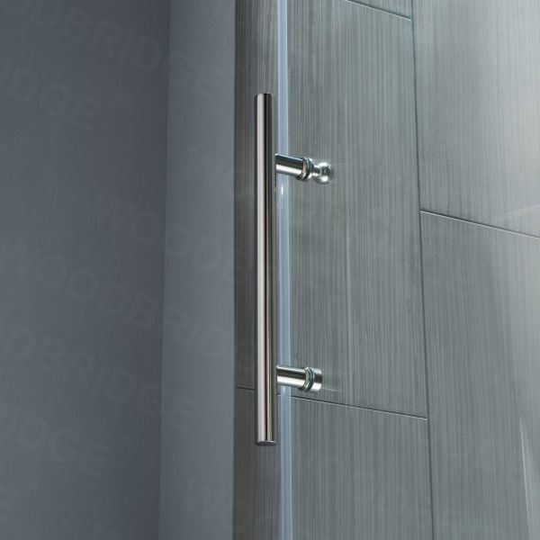 Woodbridge Frameless (60"W × 76"H) Clear Tempered Glass Shower Door with Soft Close System - Chrome Finish