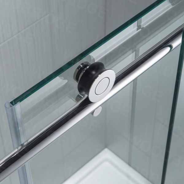 Woodbridge Frameless (60"W × 76"H) Clear Tempered Glass Shower Door with Soft Close System - Chrome Finish