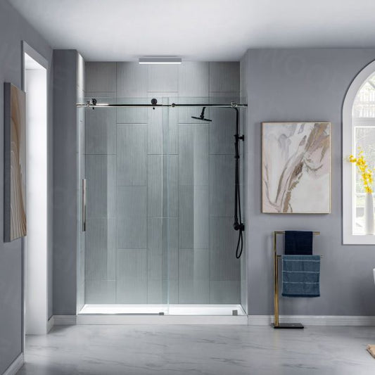 Woodbridge Frameless (60"W × 62"H) Clear Tempered Glass Shower Door - Chrome Finish