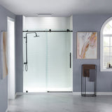 Woodbridge Frameless (44-48"W × 76"H) Clear Tempered Glass Shower Door - Matte Black Finish