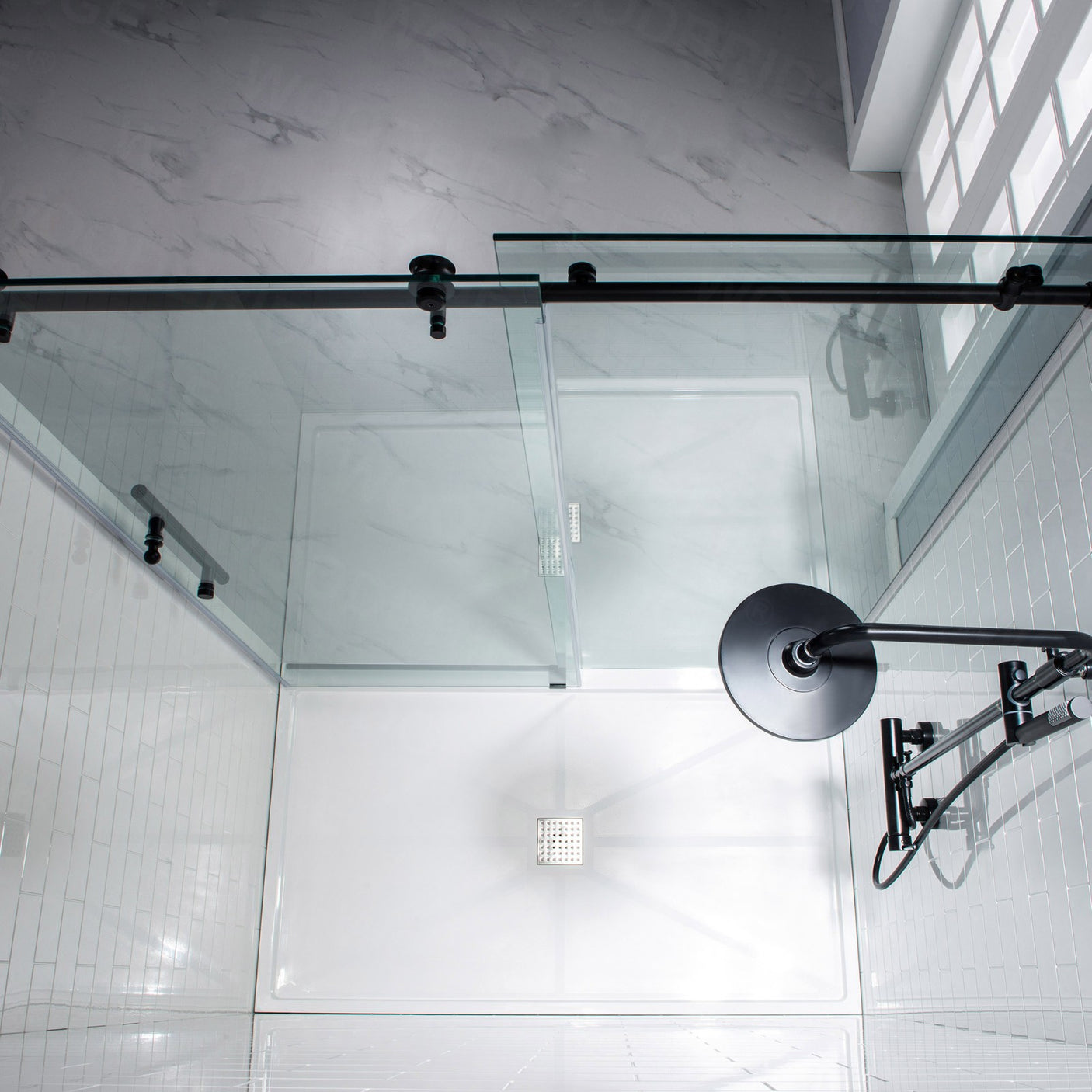 Woodbridge Frameless (44-48"W × 76"H) Clear Tempered Glass Shower Door