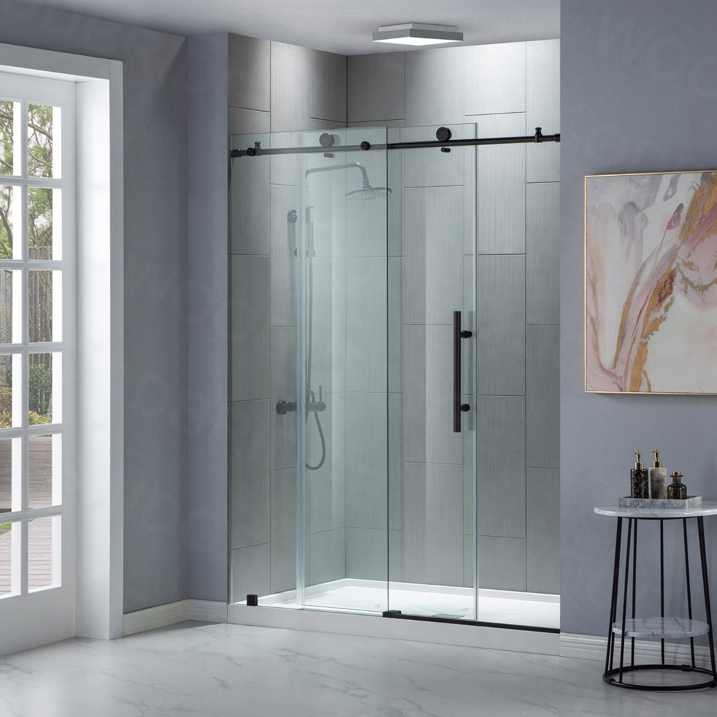 Woodbridge Frameless (44-48"W × 76"H) Clear Tempered Glass Shower Door