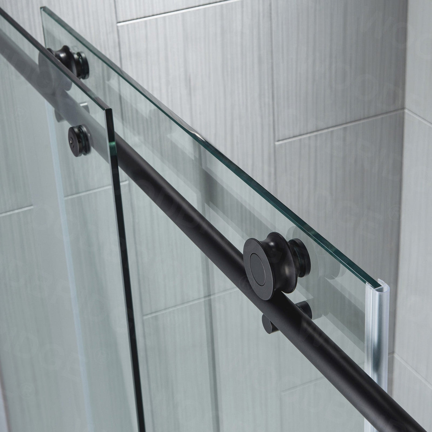 Woodbridge Frameless (60"W × 76"H) Clear Tempered Glass Shower Door - Matte Black Finish