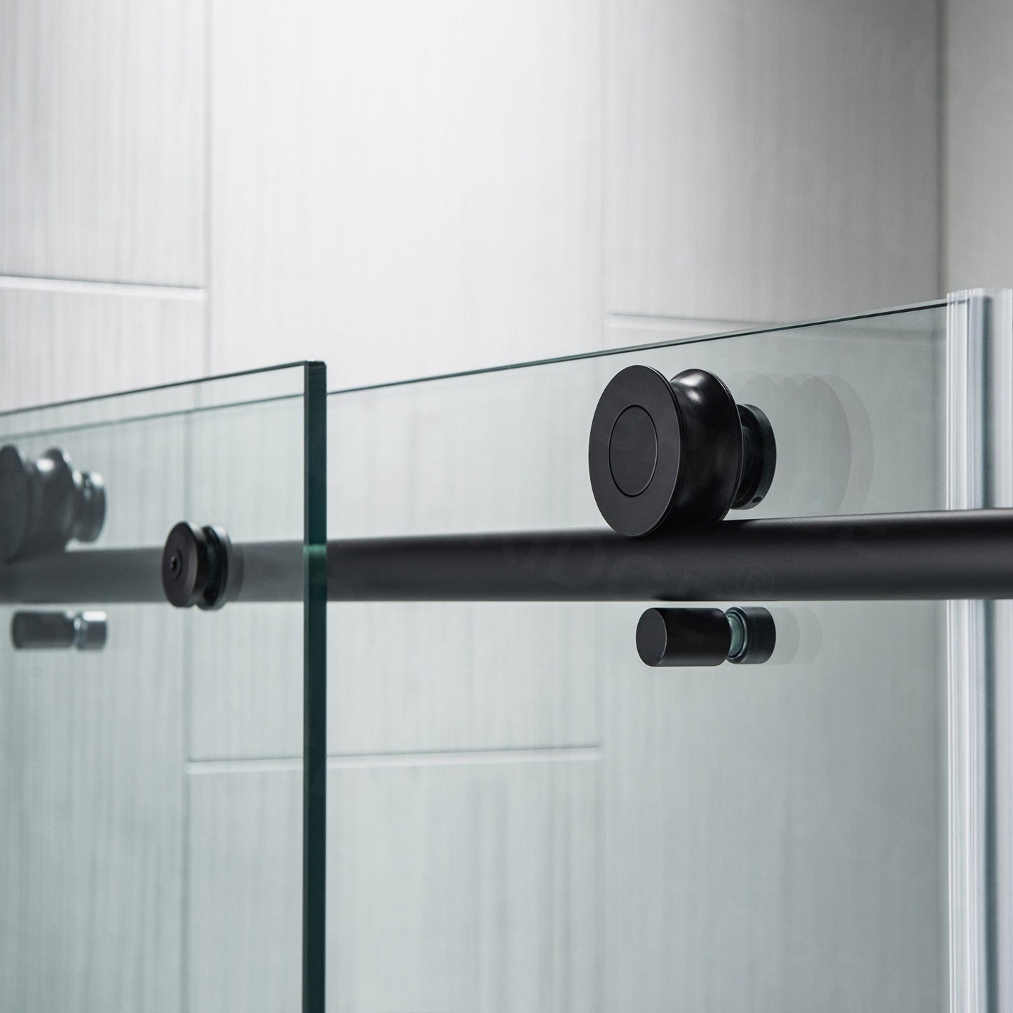 Woodbridge Frameless (60"W × 62"H) Clear Tempered Glass Shower Door - Matte Black Finish