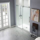 Woodbridge Frameless (60"W × 76"H) Clear Tempered Glass Shower Door with Soft Close System - Brushed Nickel Finish