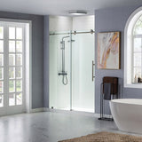 Woodbridge Frameless (60"W × 76"H) Clear Tempered Glass Shower Door with Soft Close System - Brushed Nickel Finish