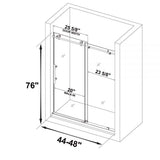 Woodbridge Frameless (44-48"W × 76"H) Clear Tempered Glass Shower Door - Brushed Nickel Finish