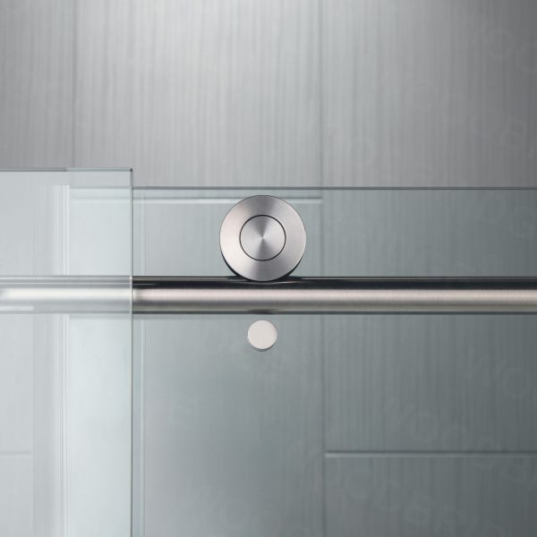 Woodbridge Frameless (60"W × 76"H) Clear Tempered Glass Shower Door with Soft Close System - Brushed Nickel Finish