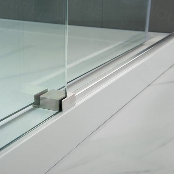 Woodbridge Frameless (60"W × 76"H) Clear Tempered Glass Shower Door with Soft Close System - Brushed Nickel Finish