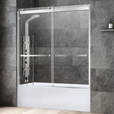 Woodbridge 2 Way Opening and Double Sliding (60"W x 62"H x 3/8"in) Frameless Bathtub Tempered Glass Shower Door - Brushed Nickel Finish