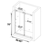 Woodbridge Frameless (60"W × 76"H) Clear Tempered Glass Shower Door with Soft Close System - Chrome Finish