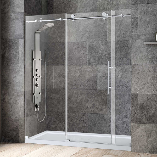Woodbridge Frameless (72W × 76H) Clear Tempered Glass Shower Door - Chrome Finish