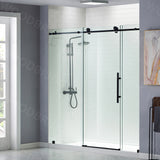 Woodbridge Frameless (72"W × 76"H) Clear Tempered Glass Shower Door - Matte Black Finish