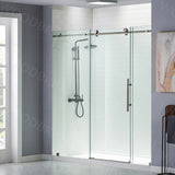 Woodbridge Frameless (72"W × 76"H) Clear Tempered Glass Shower Door - Brushed Nickel Finish