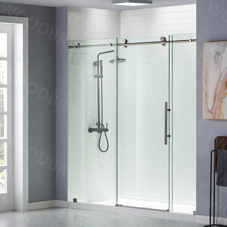 Woodbridge Frameless (72"W × 76"H) Clear Tempered Glass Shower Door