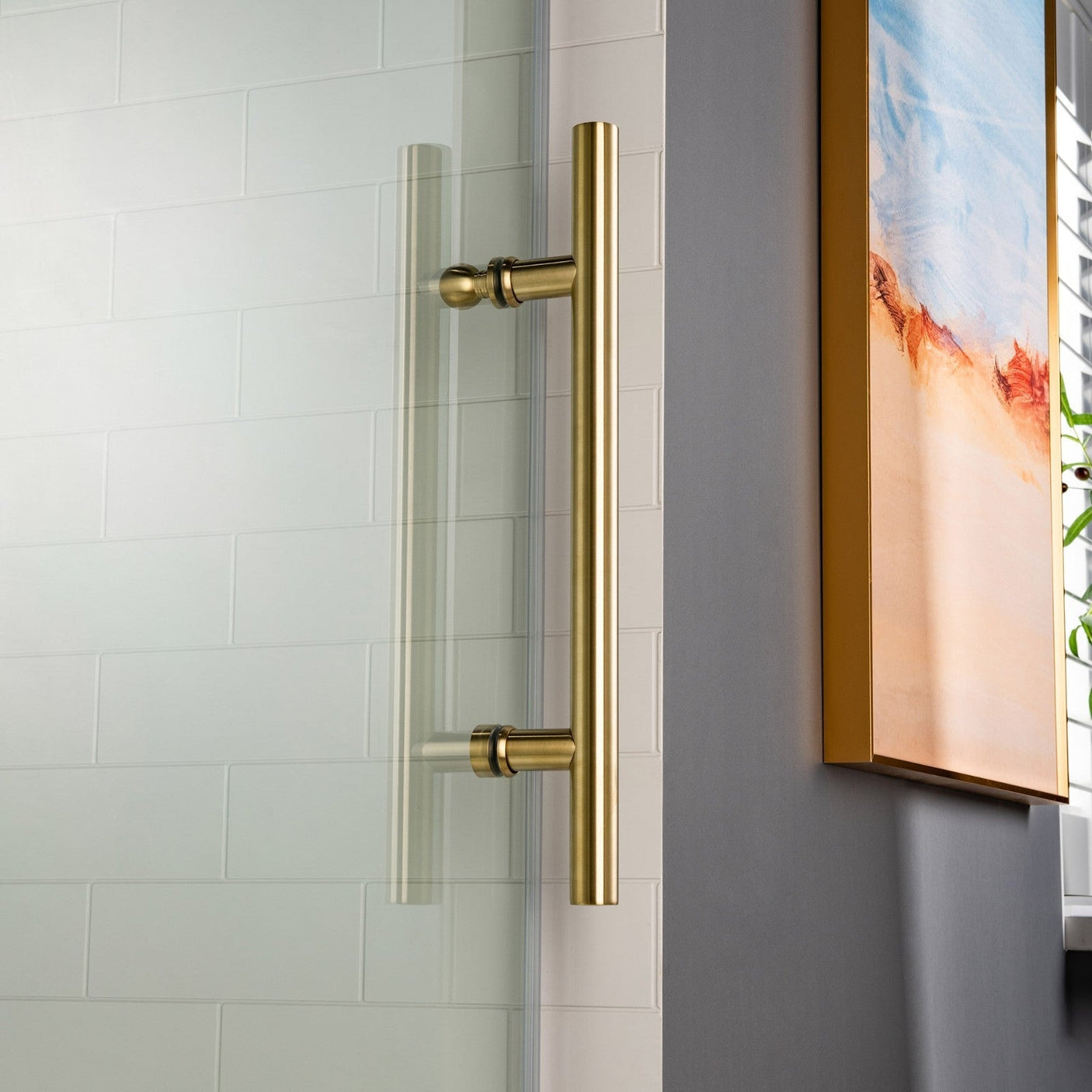 Woodbridge Frameless (72"W × 76"H) Clear Tempered Glass Shower Door - Brushed Gold Finish