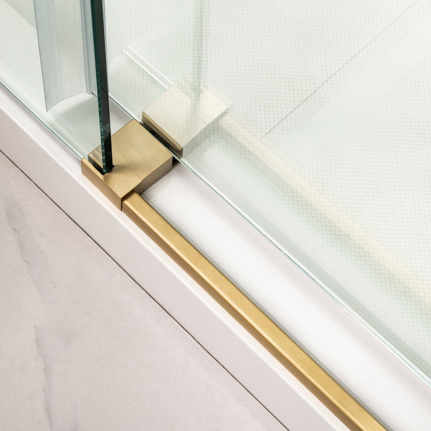 Woodbridge Frameless (60"W × 62"H) Clear Tempered Glass Shower Door - Brushed Gold Finish