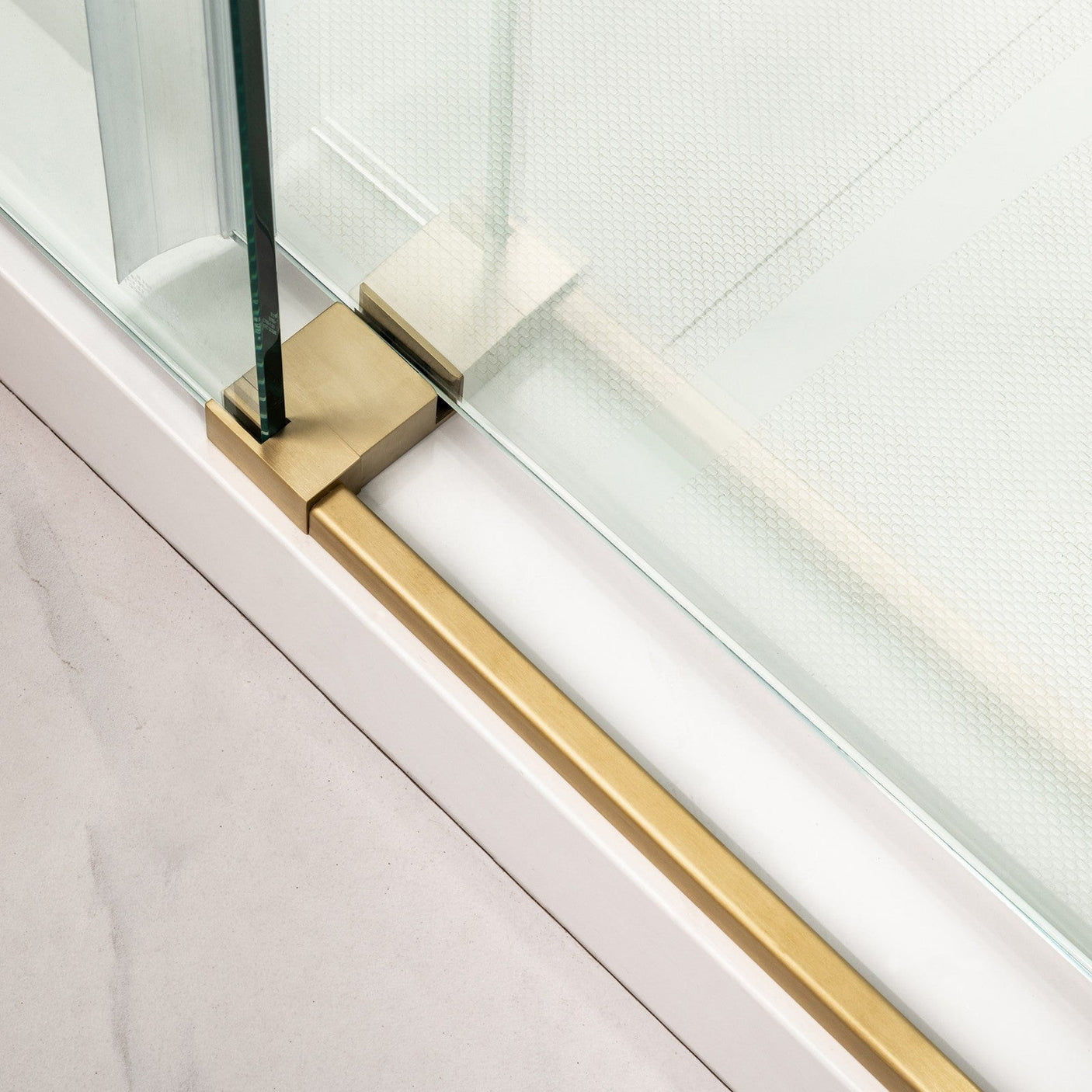 Woodbridge Frameless (72"W × 76"H) Clear Tempered Glass Shower Door - Brushed Gold Finish