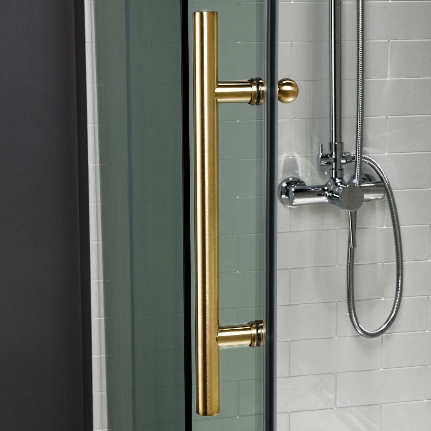 Woodbridge Frameless (60"W × 62"H) Clear Tempered Glass Shower Door - Brushed Gold Finish