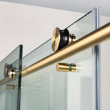 Woodbridge Frameless (72"W × 76"H) Clear Tempered Glass Shower Door - Brushed Gold Finish