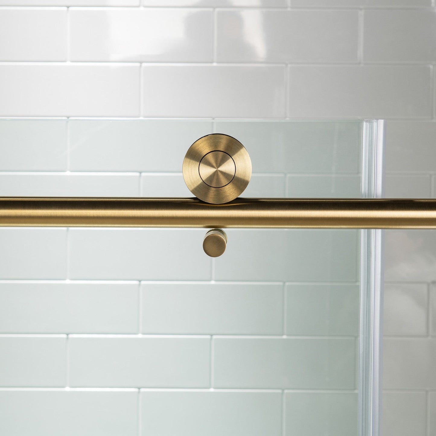 Woodbridge Frameless (60"W × 76"H) Clear Tempered Glass Shower Door - Brushed Gold Finish