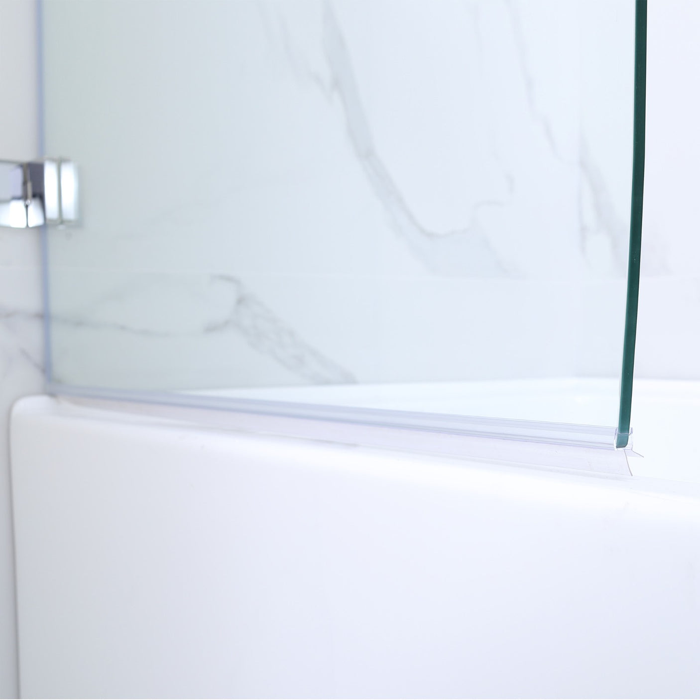 Woodbridge Frameless Hinged Bathtub 5/16 Tempered Panel (34"W x 58"H) Glass Shower Door