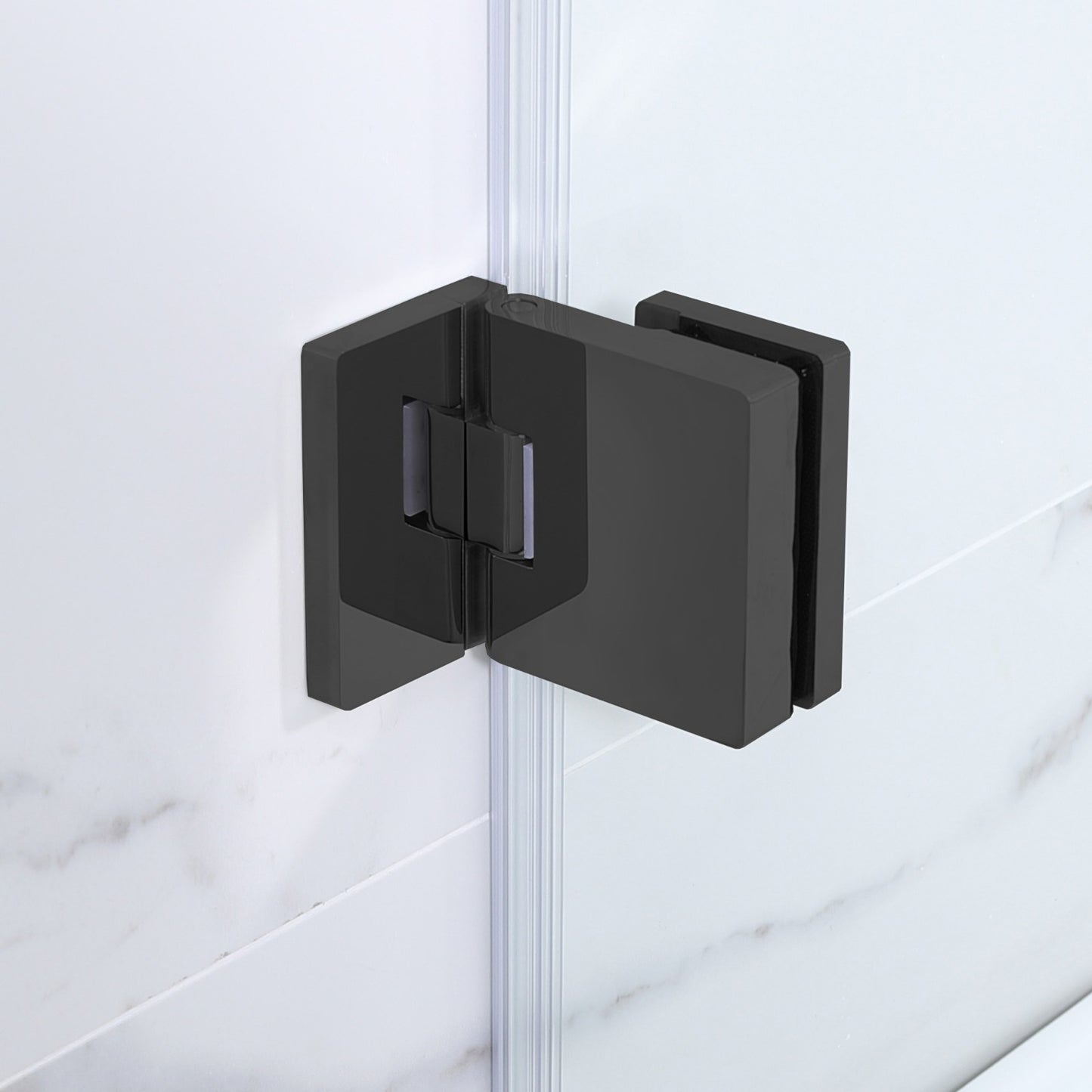 Woodbridge Frameless Hinged Bathtub 5/16 Tempered Panel (34"W x 58"H) Glass Shower Door - Matte Black Finish