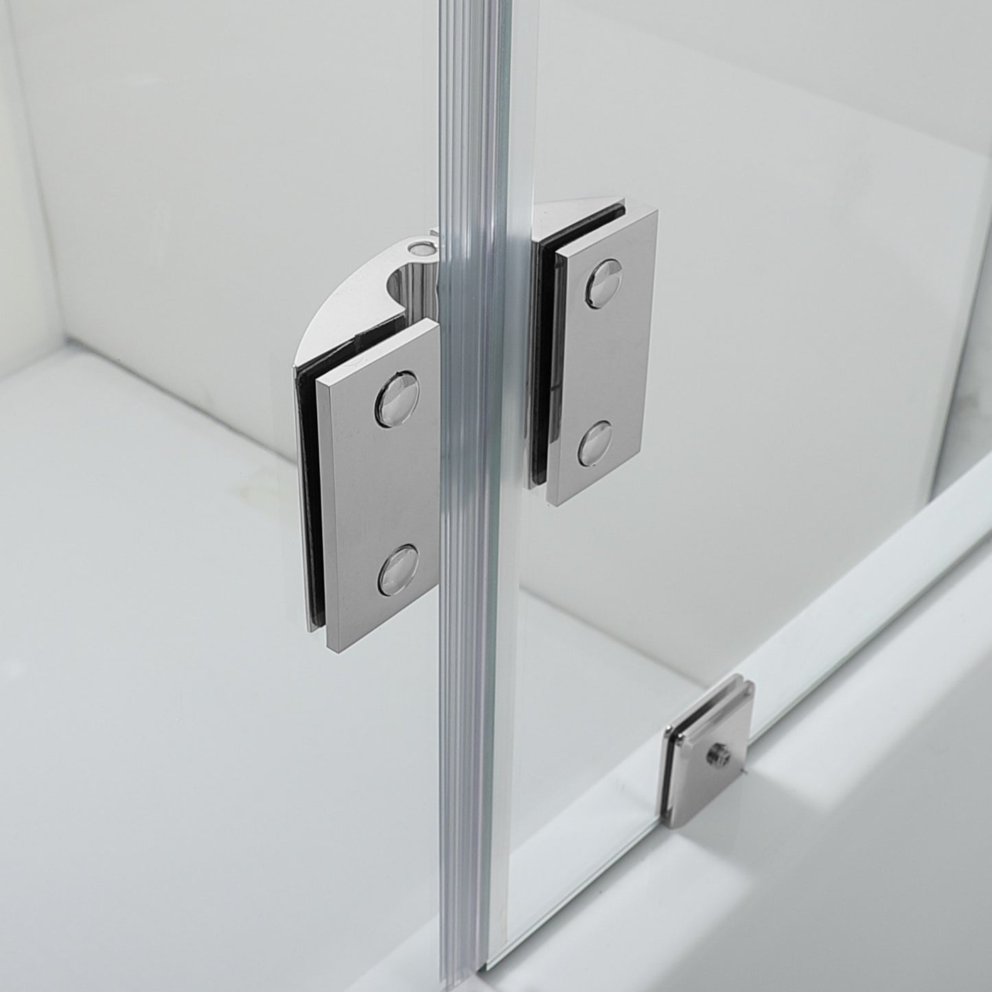 Woodbridge Frameless Hinged Bathtub 5/16 Tempered Panel (48"-3/8"W x 58"H) Glass Shower Door - Brushed Nickel Finish