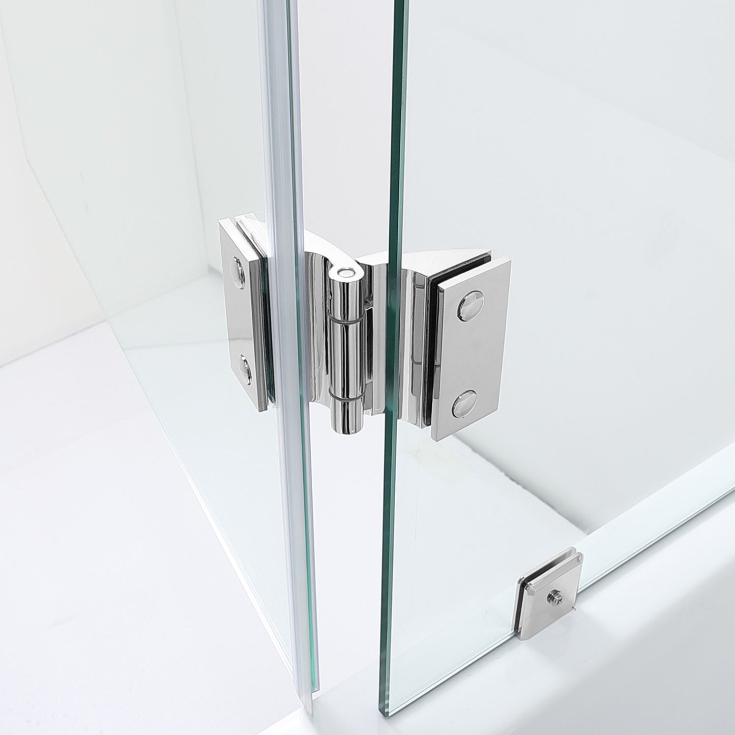 Woodbridge Frameless Hinged Bathtub 5/16 Tempered Panel (48"-3/8"W x 58"H) Glass Shower Door - Brushed Nickel Finish