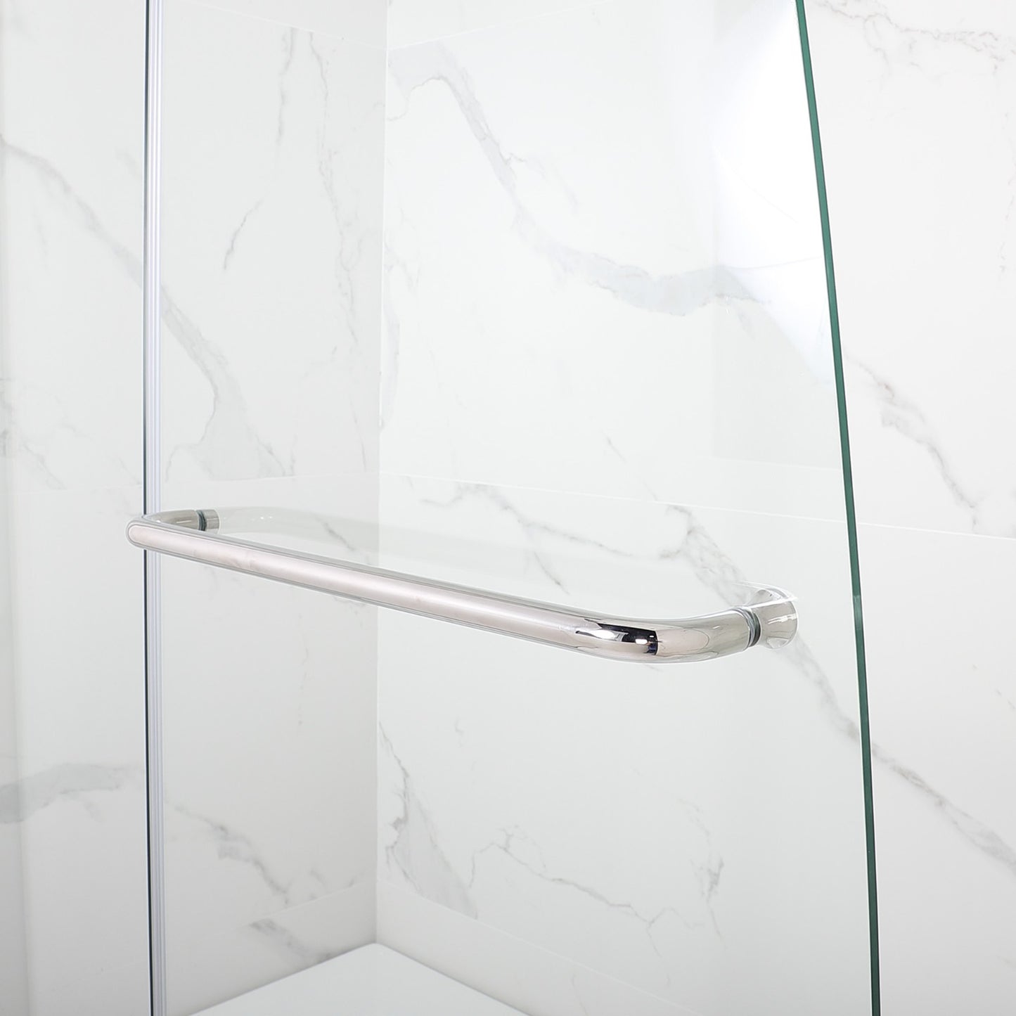 Woodbridge Frameless Hinged Bathtub 5/16 Tempered Panel (48"-3/8"W x 58"H) Glass Shower Door - Brushed Nickel Finish