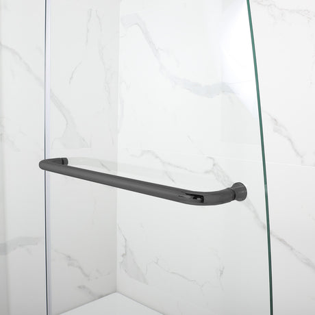 Woodbridge Frameless Hinged Bathtub 5/16 Tempered Panel (48"-3/8"W x 58"H) Glass Shower Door - Matte Black Finish