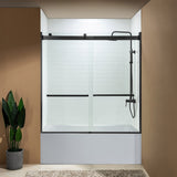 Woodbridge 2 Way Opening and Double Sliding (60"W x 62"H x 5/16") Frameless Bathtub Tempered Glass Shower Door - Matte Black Finish