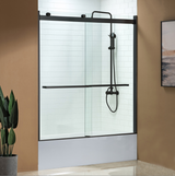 Woodbridge 2 Way Opening and Double Sliding (60"W x 62"H x 5/16") Frameless Bathtub Tempered Glass Shower Door - Matte Black Finish