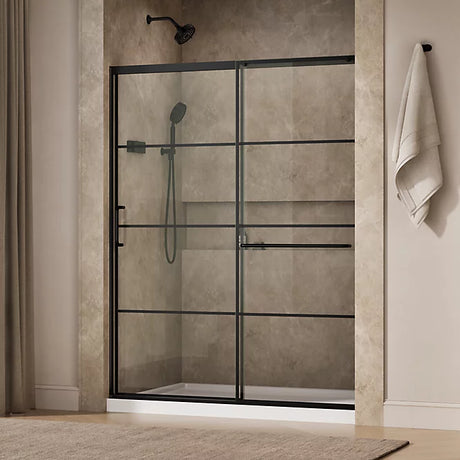Kohler Elate® Sliding Shower door (56.3" - 59.6" W x 75.5" H) with 5/16" (8mm) thick glass in Matte Black