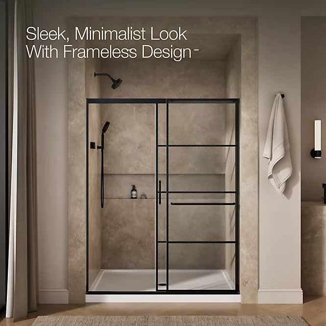 Kohler Elate® Sliding Shower door (56.3" - 59.6" W x 75.5" H) with 5/16" (8mm) thick glass in Matte Black