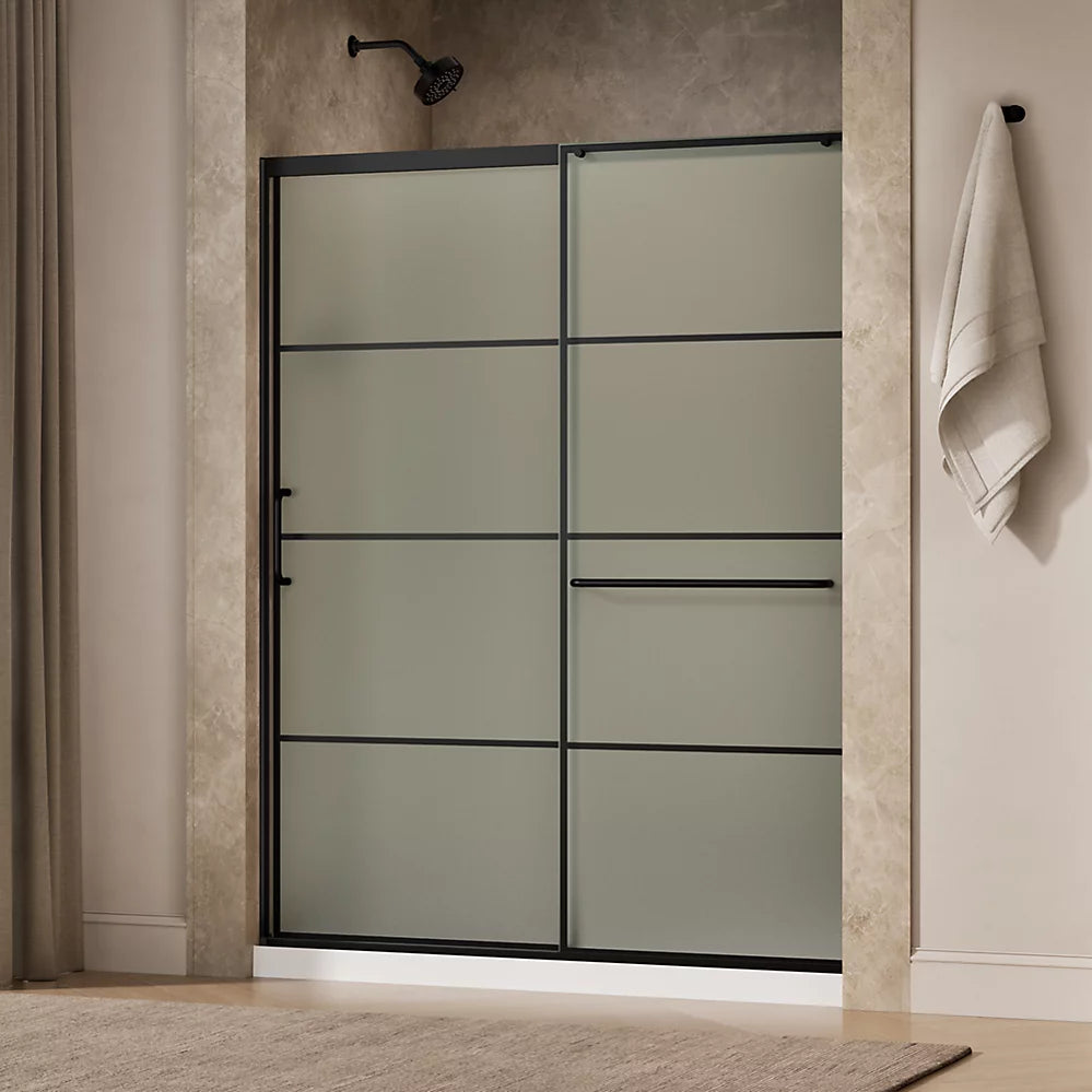 Kohler Elate® Sliding Shower door (56.3" - 59.6" W x 75.5" H) with 5/16" (8mm) thick glass in Matte Black