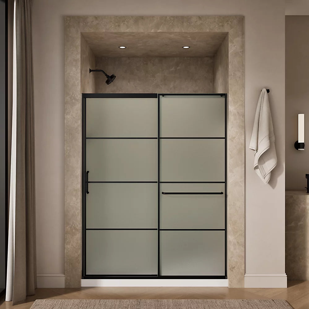 Kohler Elate® Sliding Shower door (56.3" - 59.6" W x 75.5" H) with 5/16" (8mm) thick glass in Matte Black