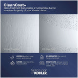 Kohler Elate® Sliding shower door (50.3" - 53.6" W x 75.5" H) with heavy 5/16" (8mm) thick Crystal Clear glass with privacy band