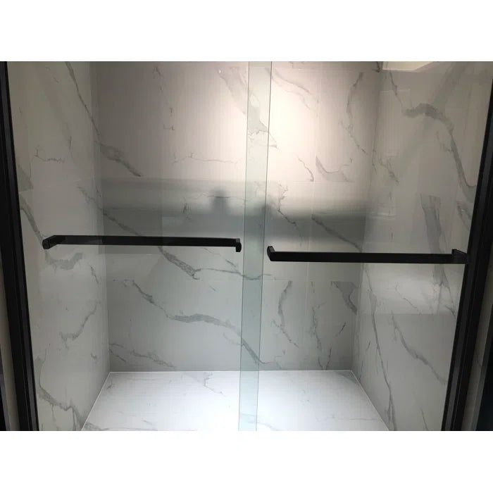 Vanity Art Frameless Bypass 2 Ways (60"W x 76"H) Sliding Glass Shower Door - Matte Black Finish